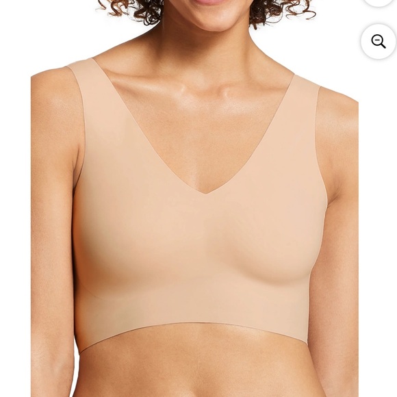 True & Co. True Everybody Nude Bralette padded no wire Large V neck V back NWT - Picture 1 of 12